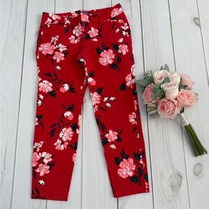 Old Navy Red Pixie Mid Rise Floral Pants